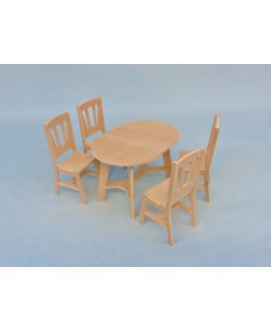 Pack mobilier maison de poupées table avec 4 chaises 1/9ème Minicrea pour poupée jusqu'à 22cm