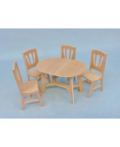 Pack mobilier maison de poupées table avec 4 chaises 1/9ème Minicrea pour poupée jusqu'à 22cm