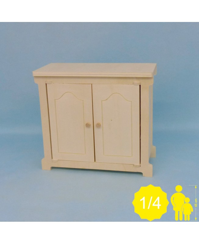 Meuble bas 2 portes en bois pour poupées 45 cm