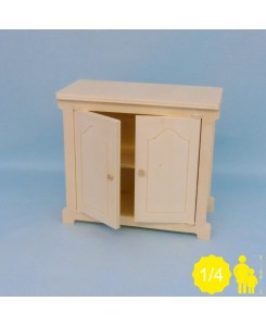 Meuble bas 2 portes en bois pour poupées 45 cm