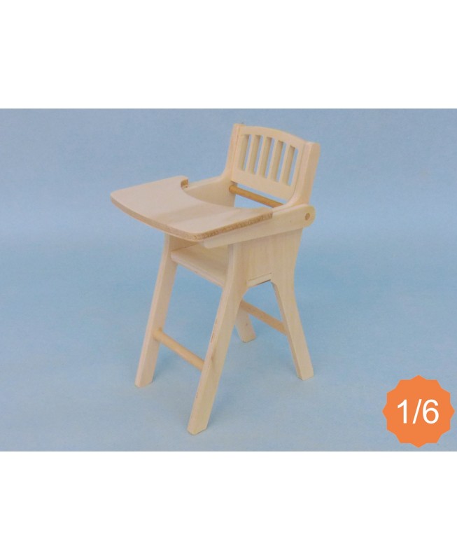 Chaise haute miniature en bois pour poupée 1/6ème