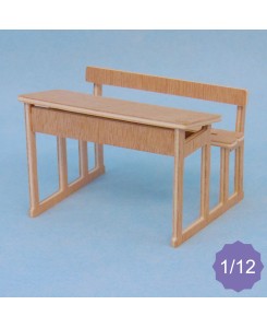 Bureau écolier miniature en bois meuble d'école 1/12ème