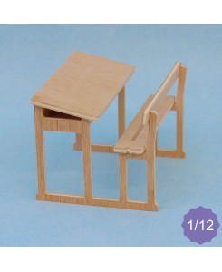 Bureau écolier miniature en bois meuble d'école 1/12ème