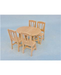 Pack mobilier de poupées table avec 4 chaises 1/9ème Minicrea TOUT-EN-KIT