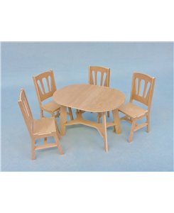 Pack mobilier de poupées table avec 4 chaises 1/9ème Minicrea TOUT-EN-KIT