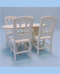 Table et chaises pour poupées barbie réalisés en bois par Minicrea (France)