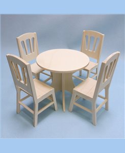 Meubles poupées  table ronde + 4 chaises