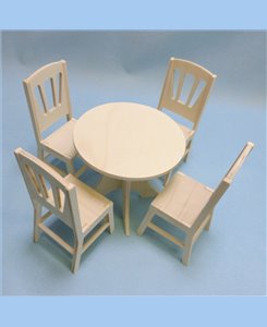 Meubles poupées  table ronde + 4 chaises