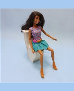 Toilette WC miniature en bois 1/6ème Minicrea pour poupée Barbie