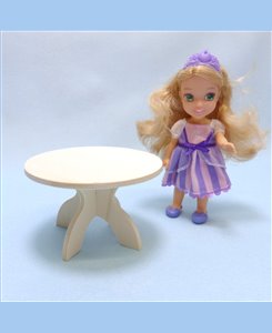 Table ronde en bois pour poupées 1/12ème