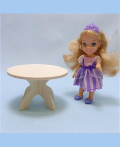 Table ronde en bois pour poupées 1/12ème