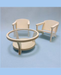 Table "verre" avec 2 fauteuils TOUT-EN-KIT