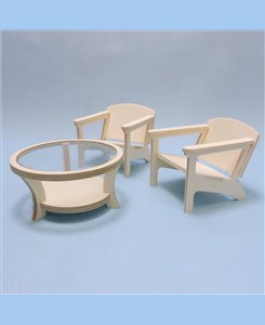 Table "verre" avec 2 fauteuils TOUT-EN-KIT