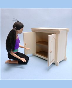 Meuble bas 2 portes 1/6ème pour poupées Barbie