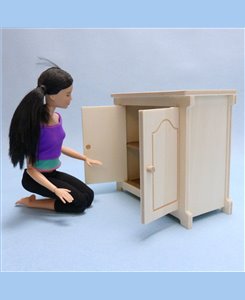 Meuble bas 2 portes 1/6ème pour poupées Barbie en kit