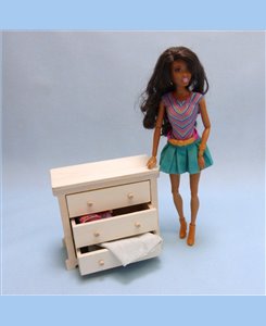 Commode 3 tiroirs pour BARBIE - Meuble de maison poupées 