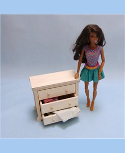 Commode 3 tiroirs pour BARBIE - Meuble de maison poupées 