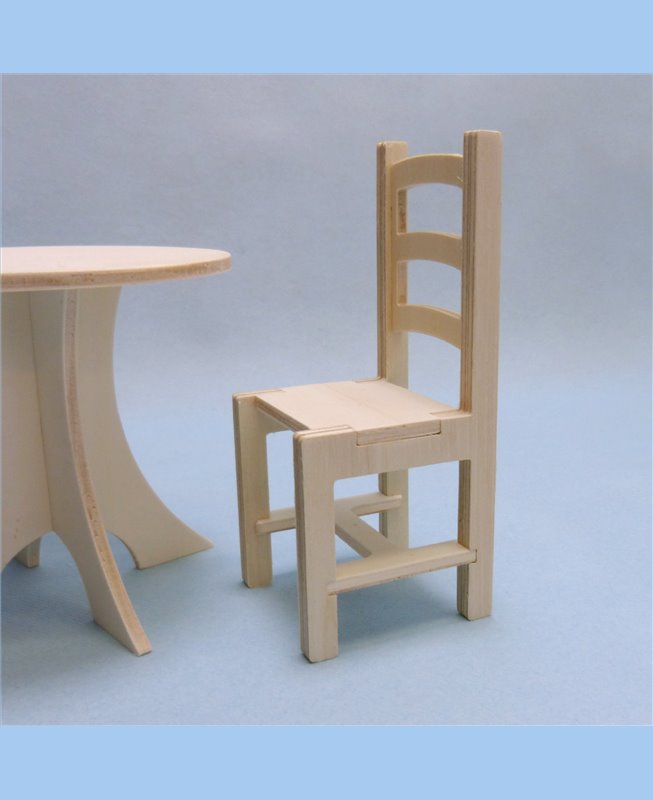 Chaise miniature solide en bois Minicrea pour 1/6ème poupée Barbie