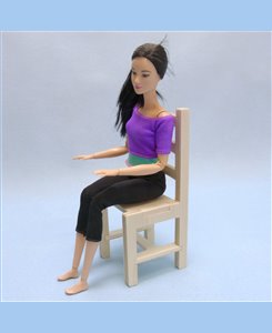 Chaise miniature solide en bois Minicrea pour 1/6ème poupée Barbie