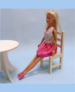 Chaise miniature solide en bois Minicrea pour 1/6ème poupée Barbie