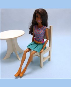 Chaise miniature solide en bois Minicrea pour 1/6ème poupée Barbie