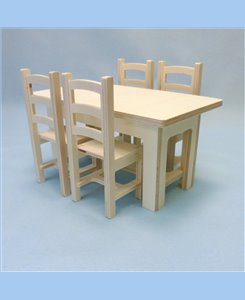 Table et chaises solide en bois pour poupées barbie