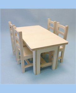 Table et chaises solide en bois pour poupées barbie