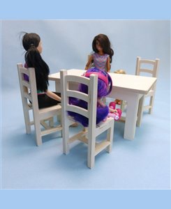 Table et chaises solide en bois pour poupées barbie