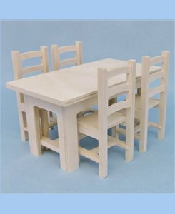 Table et chaises solide en bois pour poupées barbie