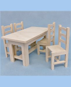 Table et chaises solide en bois pour poupées barbie