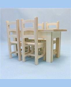 Table et chaises solide en bois pour poupées barbie