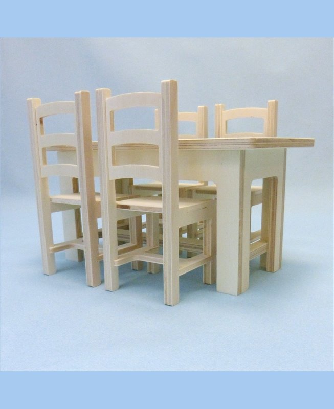 Table et chaises solide en bois pour poupées barbie