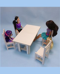 Table et chaises solide en bois pour poupées barbie