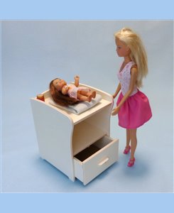 Meuble à langer miniature en bois pour poupées barbie