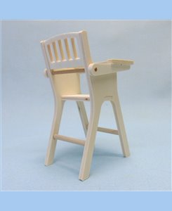 Chaise haute miniature en bois pour poupée barbie 1/6ème