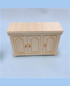 Meuble bas 3 portes miniature en bois pour maison de poupées 1/12ème