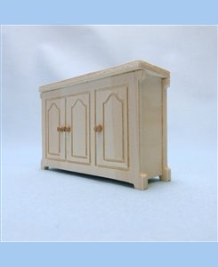 Meuble bas 3 portes miniature en bois pour maison de poupées 1/12ème