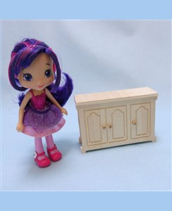 Meuble bas 3 portes miniature en bois pour maison de poupées 1/12ème