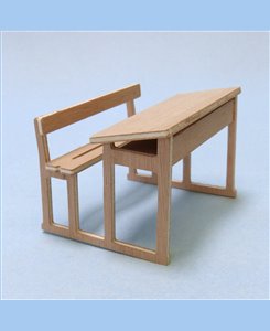 Bureau écolier miniature en bois meuble d'école 1/12ème