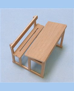 Bureau écolier miniature en bois meuble d'école 1/12ème