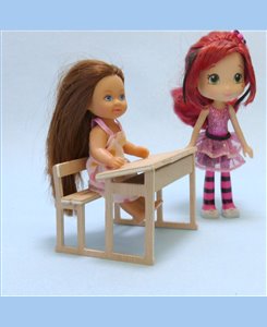 Bureau écolier miniature en bois meuble d'école 1/12ème