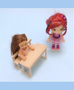 Bureau écolier miniature en bois meuble d'école 1/12ème