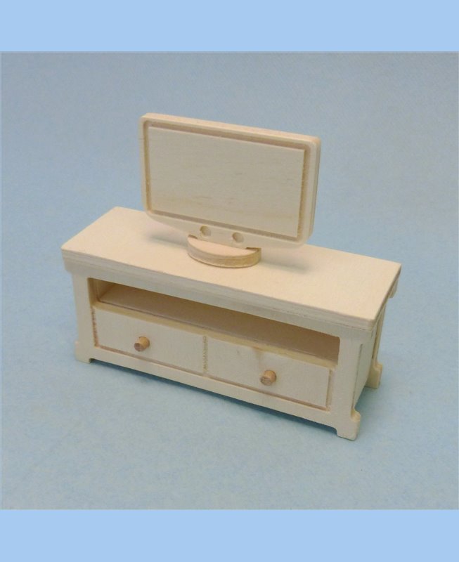 Meuble télévision miniature en bois pour maison de poupées 1/12ème