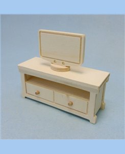 Meuble télévision miniature en bois pour maison de poupées 1/12ème