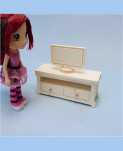 Meuble télévision miniature en bois pour maison de poupées 1/12ème