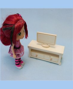 Meuble télévision miniature en bois pour maison de poupées 1/12ème