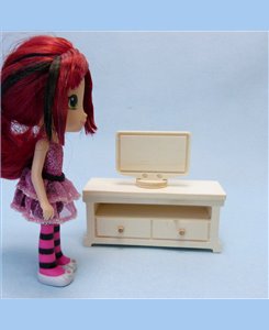 Meuble télévision miniature en bois pour maison de poupées 1/12ème