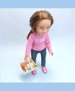 Panier miniature en bois pour poupée 