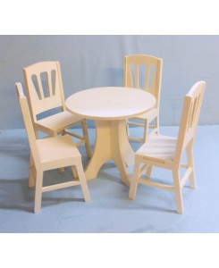 Meubles poupées  table ronde + 4 chaises