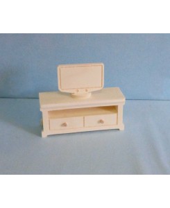 Meuble télévision miniature en bois pour maison de poupées 1/12ème